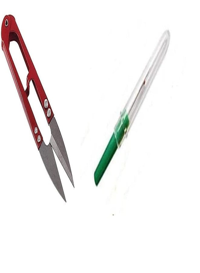 SFURTI مقص خياطة معدني من SFURTI، طوله 4 بوصات، مزود بقاطع خيوط/مقص وفتاحة درزات بطول 6.5 سم، عبوة من قطعتين (قطعة واحدة من كل نوع). - Image 3